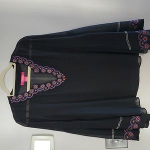 Catherine Malandrino Sheer Embroidered Blouse